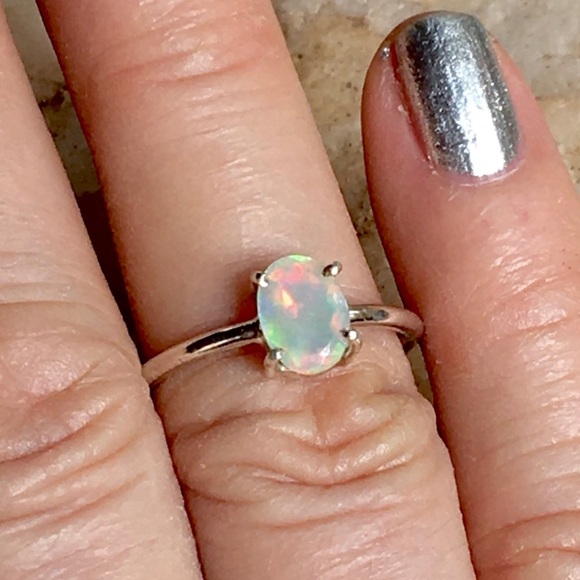 Ethiopian opal oval faceted 925 sterling ring 7 - Picture 10 of 12